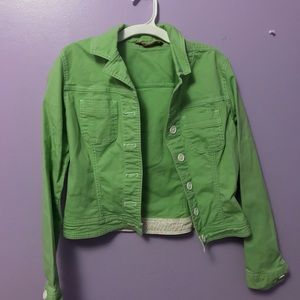 Lime Green Denim Style Button Jacket
